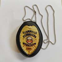 Fabricant HLC, badges de sécurité personnalisés pour les agents de sécurité et les policiers, avec chaîne, porte-badge en cuir, badge en métal artisanal pour la décoration de fête