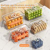 Organisateurs de Rangement de Cuisine et Garde-Manger, Boîte de Rangement Transparente Hermétique pour Réfrigérateur et Aliments, avec Couvercles et Poignées