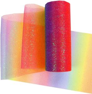Arc-en-ciel Paillettes <span class=keywords><strong>Tulle</strong></span> Rouleaux pour Chemin de Table Chaise Ceinture Arc Pet <span class=keywords><strong>Tutu</strong></span> Jupe <span class=keywords><strong>Couture</strong></span> Artisanat Tissu Mariage Anniversaire Ruban - Product Image 2