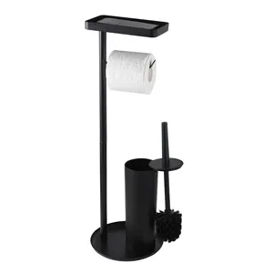 Free Stand Metal Combo Free Standing Toilet Paper Roll Holder Stand Bathroom Paper Holder With Toilet Brush