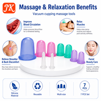 Ensemble de ventouses en silicone Jinke, 7 pièces, réutilisables, multicolores, quatre tailles, pour le visage, le corps, la maison, le spa, le salon, portable