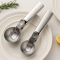 Sendok Es Krim Warna Solid Stainless Steel, Pengambil Semangka & Bakso, Sendok Buah Multifungsi untuk Kedai Teh Susu
