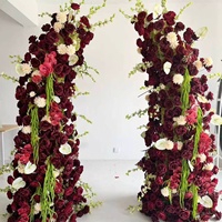 Décorations de réception de mariage K81, fournitures d'arrangements floraux pour fêtes d'anniversaire, arche rouge en forme de corne, fleurs en soie pour événements