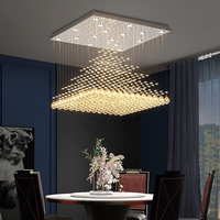 Lustre en cristal doré personnalisé pour hôtels, lampe suspendue moderne à LED pour salon, salle à manger, cuisine, vente en gros d'usine