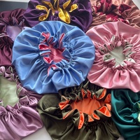 Gorro de Satén Ajustable de Lujo en 50 Colores, Reversible, de Doble Capa, Informal, para Viajes, para Cabello Rizado Natural