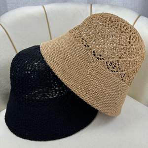 Sombrero de Paja <span class=keywords><strong>para</strong></span> <span class=keywords><strong>Mujer</strong></span> con Logotipo Personalizado, Tejido <span class=keywords><strong>a</strong></span> Crochet, Diseño Calado, <span class=keywords><strong>para</strong></span> Playa o Pesca - Product Image 5
