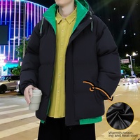 Nouvelle veste en duvet pour homme personnalisée, veste en duvet d'hiver décontractée et tendance pour jeunes hommes, avec capuche contrastée