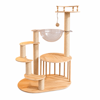 Arbre à chat multifonctionnel en bois massif à plusieurs niveaux avec capsule spatiale, poteau en sisal, condo pour chat, griffoir et perchoir