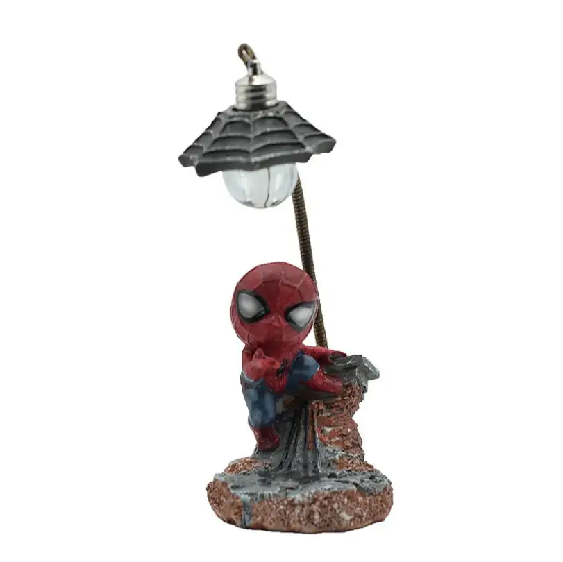 Película de dibujos animados hombre araña figura spiderman resina lámpara luz de la noche de manualidades juguetes casa escritorio decoración para el regalo de los niños