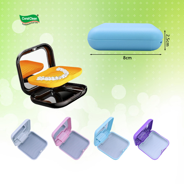Portable Orthodontic Retainer Case with Mirror Slim Silicone Dental Tray Box for Dentures Mouth Guard Storage Caja Retenedor