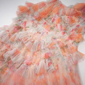 Vestido de verano de <span class=keywords><strong>moda</strong></span> de pasarela para <span class=keywords><strong>mujer</strong></span> Flare manga corta con cuello en V estampado Floral árbol comestible <span class=keywords><strong>hongo</strong></span> volantes malla 3D tul Prom - Product Image 4