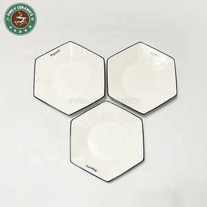Quantité personnalisée blanc vert octogone hexagone trovirens porcelaine plat assiettes en céramique avec bordure dorée pour Restaurant - Product Image 2