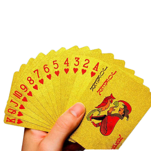 Cartes de <span class=keywords><strong>poker</strong></span> en plastique feuille d'or noir PET étanche et durable pour jeux de cartes jeux de société et vente en gros - Product Image 1