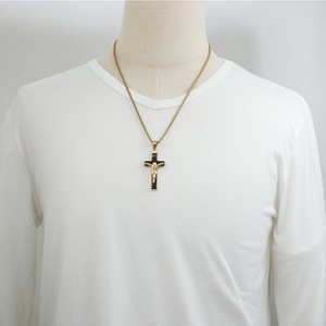 yunnique <b>Cross</b> Pendant Necklace Stainless Steel Gold Color Geometric Design For Men Women Fashion Jewelry 60cm <b>Chain</b> - Product Image 4