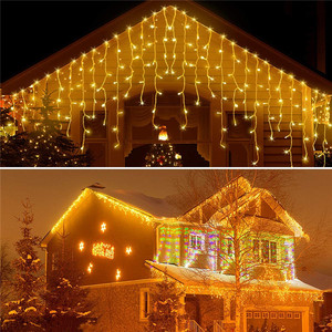 Guirnalda de Navidad de 5M, cortina <span class=keywords><strong>LED</strong></span>, cadena de luces de carámbano, caída de 0,4-0,6 m, CA, 220V, jardín, calle, luz decorativa para vacaciones al aire libre - Product Image 4