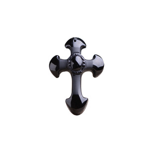 Collana con Ciondolo a Croce in Pietra Naturale di <span class=keywords><strong>Ossidiana</strong></span> Intagliata a Mano con Catena di Perline Portafortuna Placcata Oro <span class=keywords><strong>Gioielli</strong></span> Unisex - Product Image 6