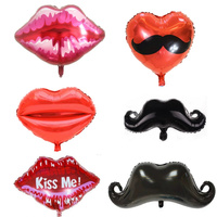 Ballons de fête en aluminium pour la Saint-Valentin, décoration moustache lèvres « Kiss Me »