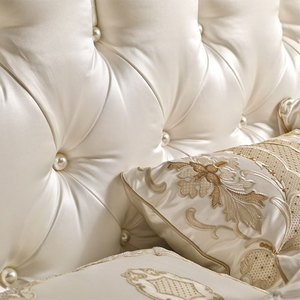 Mueble de dormitorio clásico de madera rosa con tapicería, cama <span class=keywords><strong>King</strong></span> Size con cabecero tallado - Product Image 6