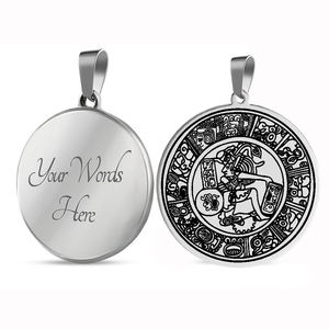 HLSS249-collar con colgante de Talismán, joyería de acero inoxidable con grabado láser, círculo Maya, jerogliph de México (Maya) - Product Image 4