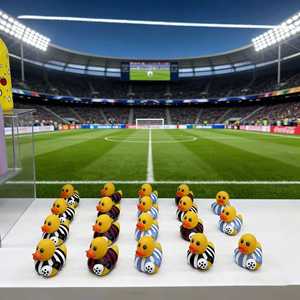 Eco-Friendly Plastic Football-Shaped Duck <b>Bath</b> for Children's Squeaky Toy Car Decoration Sports-Themed Gift - Product Image 2