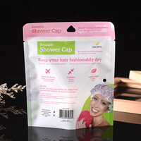 Pochette en plastique transparente à trois soudures latérales avec trou de suspension Euro et fermeture éclair refermable pour l'emballage de bonnets de douche réutilisables