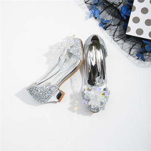 Scarpe da Principessa per Bambine, Nuove Scarpe con Tacco Alto per Sfilate, Scarpe di Cristallo per Esibizioni, Calzature per Bambine Più Grandi - Product Image 3