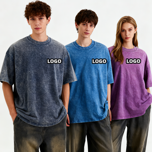 Camiseta TKAN439 Personalizada de Algodón 100% Pesado para Hombre, Estilo Urbano, Holgada, Vintage, Lavada con Ácido - Product Image 1