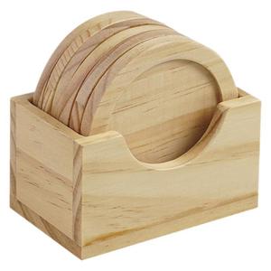 Japanese-style solid wood round <b>teacup</b> coasters, placemats, coffee cup heat insulation mats, 6-piece tea set, wooden tea - Product Image 5