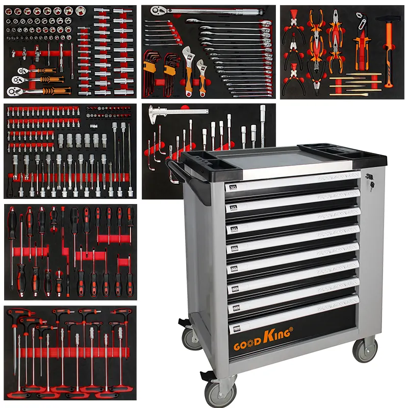 7-Drawer For Workshop Repair Rolling Lockable Metal Tool Cabinet Trolley