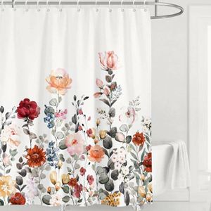 Wholesale Flower Printed Set Customised Digital Printing Floral Design Bathroom Shower Curtain and Rug Sets - Product Image 1
