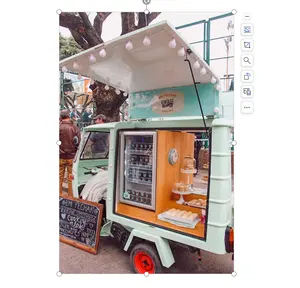 Mobile Small Coffee Shop Fast Food Shawarma Fiberglass Driving Tricycle Food Truck