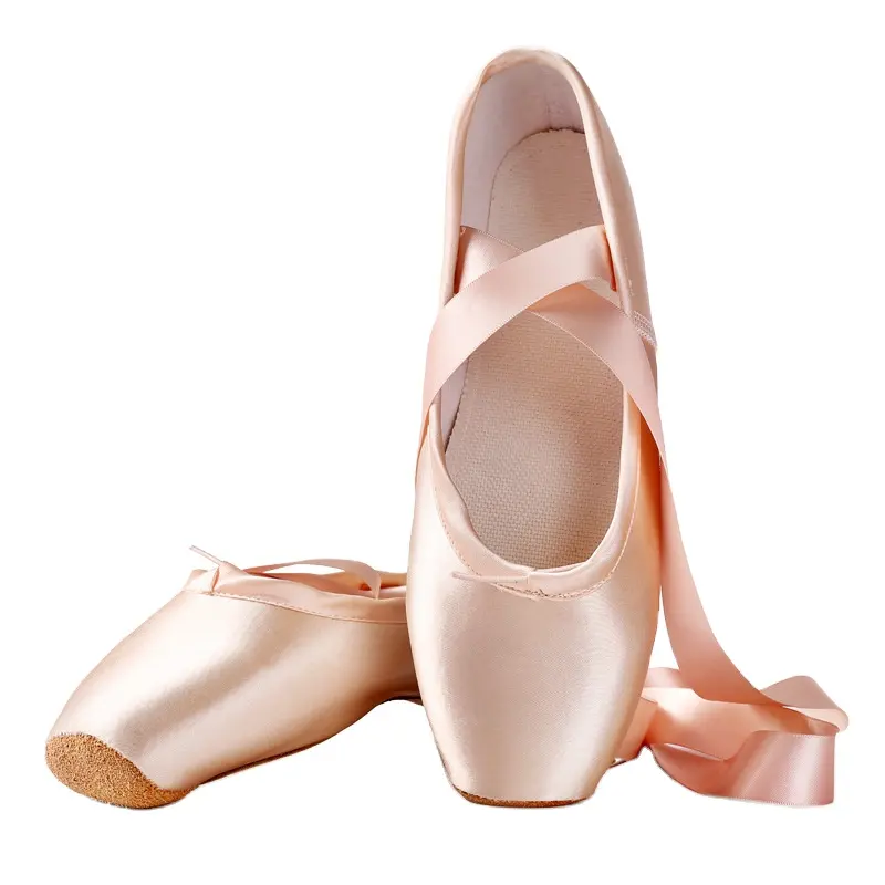 Adult Kids Ballet Point Shoes nude/Black/Red Satin Girls Women Professional Dance Shoes With Ribbons Silicone Toe Pad