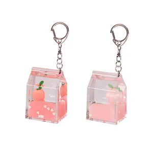 China Factory Neuheit Pink Custom Logo Acryl Glitter Schlüssel bund