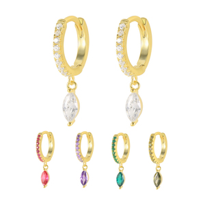 Gold plated 925 sterling silver birthstone drop natural crystal earring