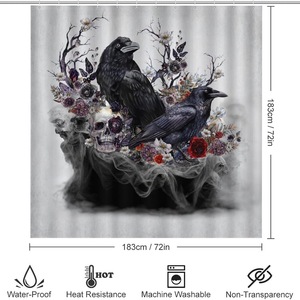 Cortina de Ducha Floral de Poliéster, Cortina de Baño con Impresión Digital Personalizada, Juego de Cortinas de Ducha Impermeables, Venta al por Mayor, 6 Unidades - Product Image 2