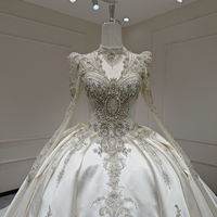 Robes de mariée Jancember XX58 modernes à manches longues en satin et cristaux, style empire, pour femmes