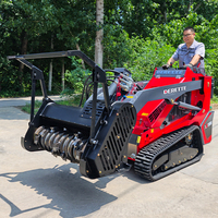 Derette V1000 Pro Mini Skid Steer Loader XC1100 Attachment Mulcher Grapple High Flow Compact Skidsteer Track Loader untuk Dijual