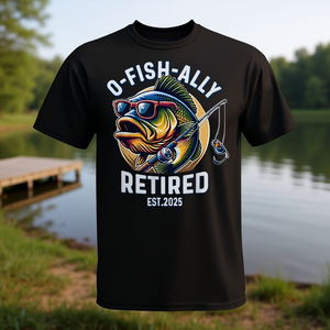 T-shirt unisexe pour adulte O-Fish-ally Retired 2025 Fisherman, manches courtes, col rond, impression numérique - Product Image 3