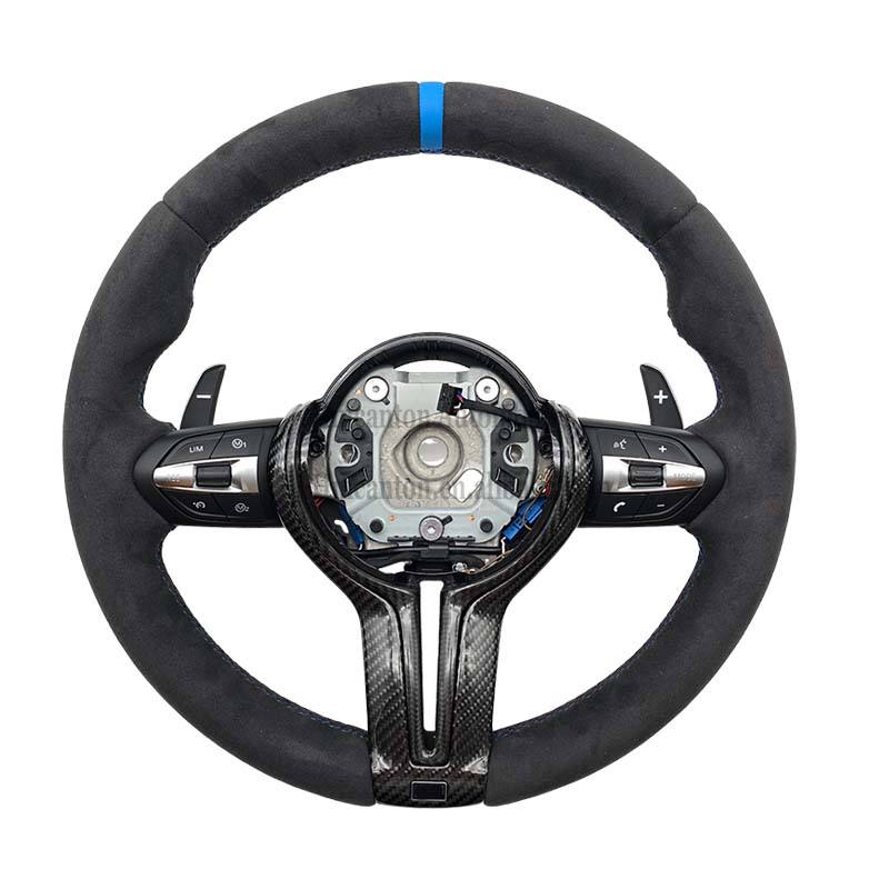 F30 Alcantara+Carbon Trim+Blue Sripe M stitching+Buttons Paddles