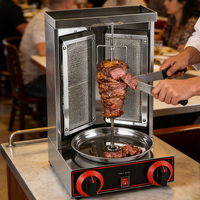 Barbecue au gaz fabriqué professionnellement et machine à shawarma rotative de petite taille pour table.