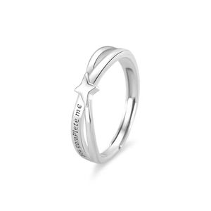 Anelli di Coppia a Stella All'ingrosso, Anello Promessa Abbinato, 'Tu Mi Completi', in Lega, Unisex, Moderno, a Fascia Aperta, Stile Coreano, Regalo Anniversario - Product Image 6
