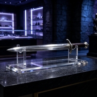 Soporte de exhibición horizontal de acrílico transparente para espadas, katana, wakizashi, exhibidor de escritorio para espadas samurái