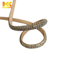 Bande de strass holographique dorée de 8 mm à 6 rangées, matériau pour chaussures, ruban thermocollant, accessoire diamant iridescent, largeur et longueur personnalisables