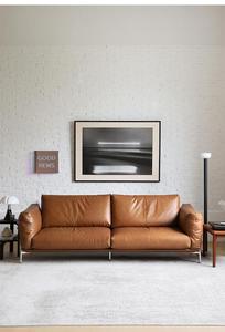 Minimalist isches <span class=keywords><strong>Bauhaus</strong></span> im Vintage-Stil Dreisitzer-Designer-<span class=keywords><strong>Sofa</strong></span> aus schwarzem Leder für kleine Wohnungen - Product Image 5