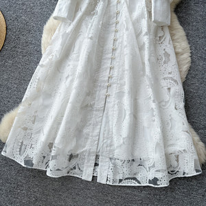 Vestido de Noche Elegante de Gasa Bordada de Lujo <span class=keywords><strong>con</strong></span> Manga Larga, Corte en A, Ajustado, <span class=keywords><strong>con</strong></span> <span class=keywords><strong>Encaje</strong></span>, para Mujer - Product Image 6