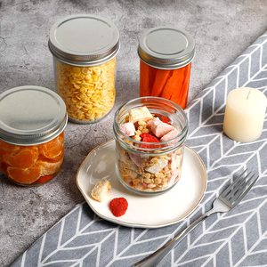 Reihey, lata de almacenamiento de vidrio transparente de 250ml, tarros de vidrio para conservas de boca regulares con tapas herméticas para mermelada de yogur - Product Image 3