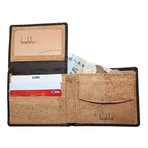 Rfid — portefeuille en liège noir pliable avec pochette pour la monnaie, porte-cartes de crédit, portefeuille du Portugal pour hommes Rfid court