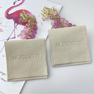 Fine Luxury Beige Microfiber Suede Velvet Bag Custom Jewelry Pouch with logo Jewelry Bag with Flap for Jewelry Packaging Display - Product Image 5