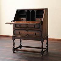 Bureau d'écriture vintage en chêne massif avec plusieurs tiroirs, armoire de rangement pour bureau, chambre ou salon en bois
