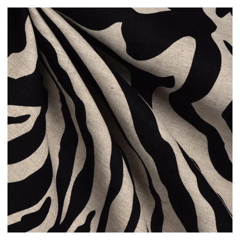 Zebra Hitam/Oatmeal 100% Kain Linen Digital